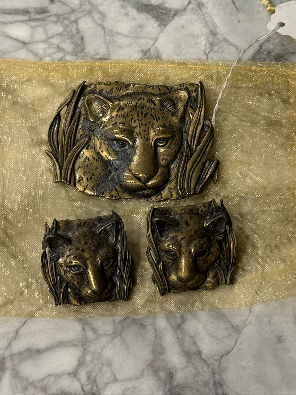 Vintage Jonette Jewelry Leopard Brooch and Earrings